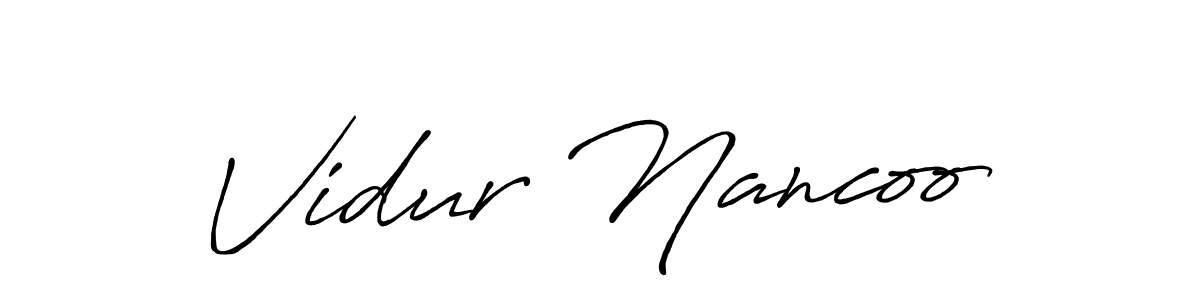 Use a signature maker to create a handwritten signature online. With this signature software, you can design (Antro_Vectra_Bolder) your own signature for name Vidur Nancoo. Vidur Nancoo signature style 7 images and pictures png