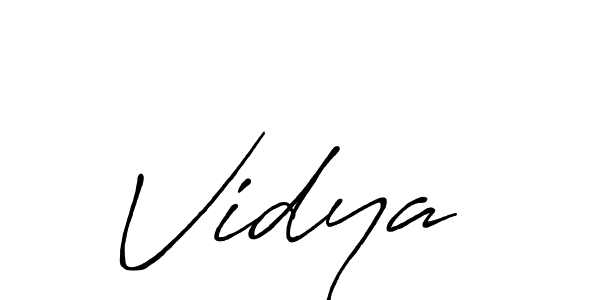 How to make Vidya  name signature. Use Antro_Vectra_Bolder style for creating short signs online. This is the latest handwritten sign. Vidya  signature style 7 images and pictures png