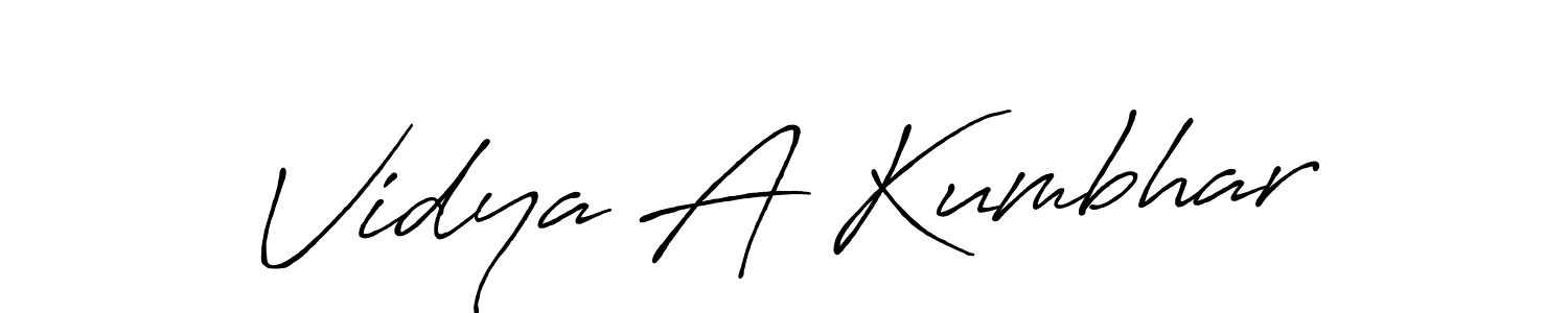 Make a beautiful signature design for name Vidya A Kumbhar. With this signature (Antro_Vectra_Bolder) style, you can create a handwritten signature for free. Vidya A Kumbhar signature style 7 images and pictures png