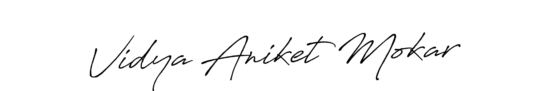 Vidya Aniket Mokar stylish signature style. Best Handwritten Sign (Antro_Vectra_Bolder) for my name. Handwritten Signature Collection Ideas for my name Vidya Aniket Mokar. Vidya Aniket Mokar signature style 7 images and pictures png