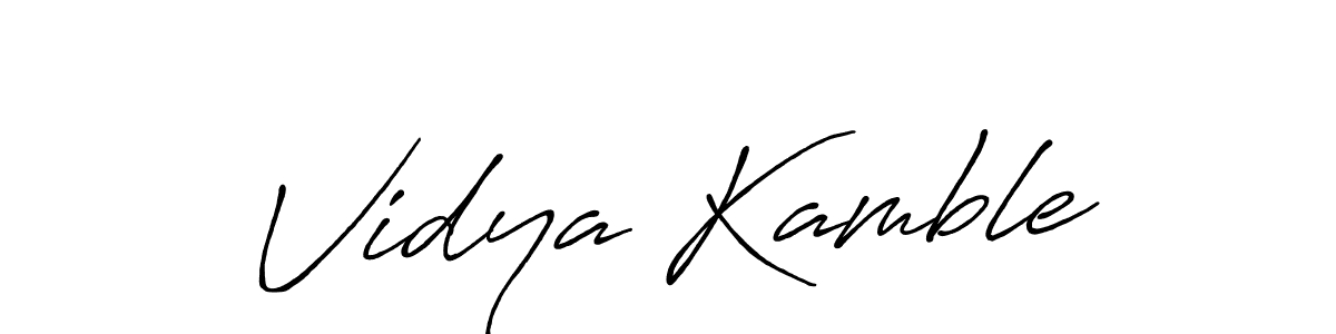 Create a beautiful signature design for name Vidya Kamble. With this signature (Antro_Vectra_Bolder) fonts, you can make a handwritten signature for free. Vidya Kamble signature style 7 images and pictures png