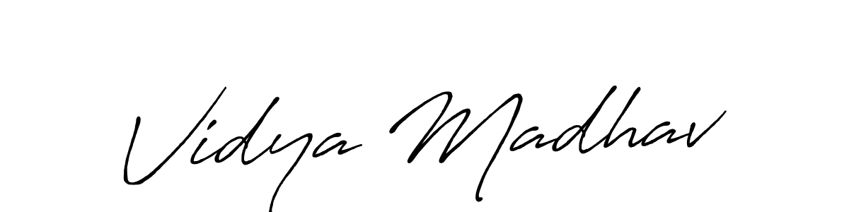 How to make Vidya Madhav name signature. Use Antro_Vectra_Bolder style for creating short signs online. This is the latest handwritten sign. Vidya Madhav signature style 7 images and pictures png
