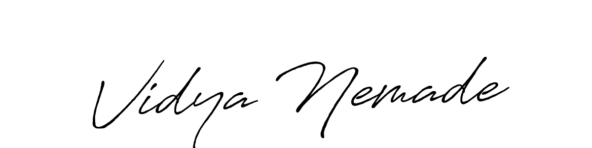 Vidya Nemade stylish signature style. Best Handwritten Sign (Antro_Vectra_Bolder) for my name. Handwritten Signature Collection Ideas for my name Vidya Nemade. Vidya Nemade signature style 7 images and pictures png