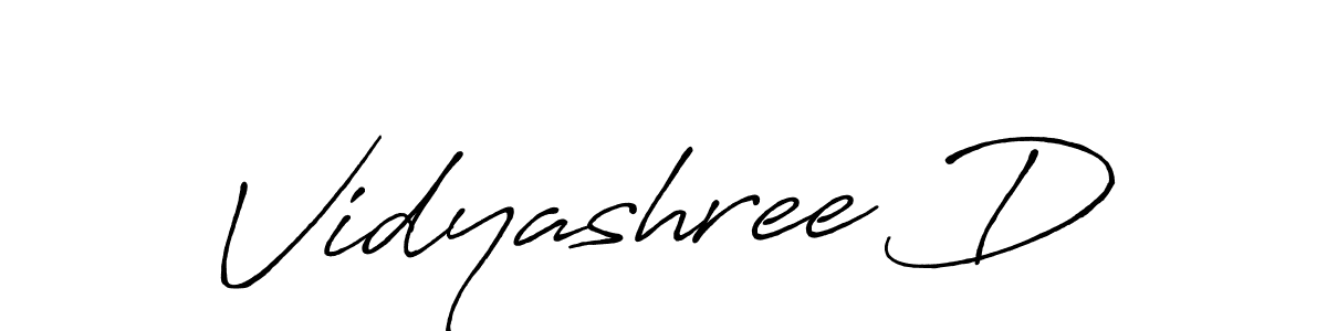 Create a beautiful signature design for name Vidyashree D. With this signature (Antro_Vectra_Bolder) fonts, you can make a handwritten signature for free. Vidyashree D signature style 7 images and pictures png