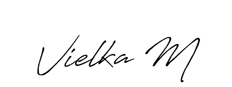 How to make Vielka M signature? Antro_Vectra_Bolder is a professional autograph style. Create handwritten signature for Vielka M name. Vielka M signature style 7 images and pictures png