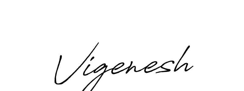 How to make Vigenesh name signature. Use Antro_Vectra_Bolder style for creating short signs online. This is the latest handwritten sign. Vigenesh signature style 7 images and pictures png