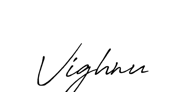 Use a signature maker to create a handwritten signature online. With this signature software, you can design (Antro_Vectra_Bolder) your own signature for name Vighnu. Vighnu signature style 7 images and pictures png