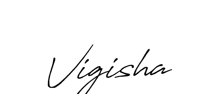 Create a beautiful signature design for name Vigisha. With this signature (Antro_Vectra_Bolder) fonts, you can make a handwritten signature for free. Vigisha signature style 7 images and pictures png