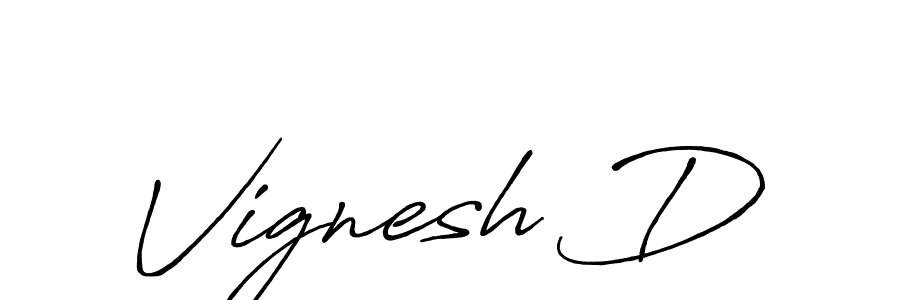 Create a beautiful signature design for name Vignesh D. With this signature (Antro_Vectra_Bolder) fonts, you can make a handwritten signature for free. Vignesh D signature style 7 images and pictures png