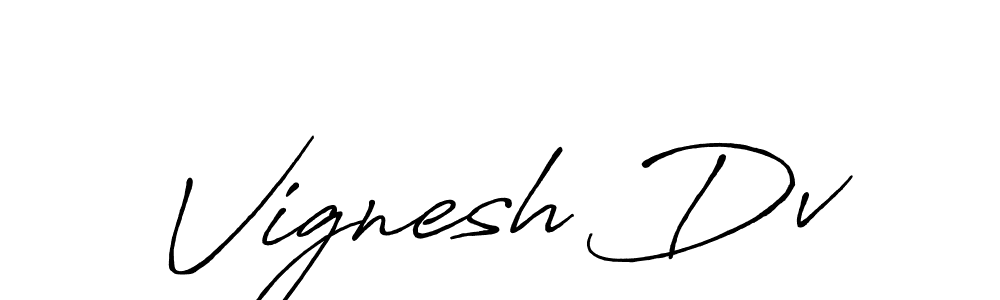 Vignesh Dv stylish signature style. Best Handwritten Sign (Antro_Vectra_Bolder) for my name. Handwritten Signature Collection Ideas for my name Vignesh Dv. Vignesh Dv signature style 7 images and pictures png