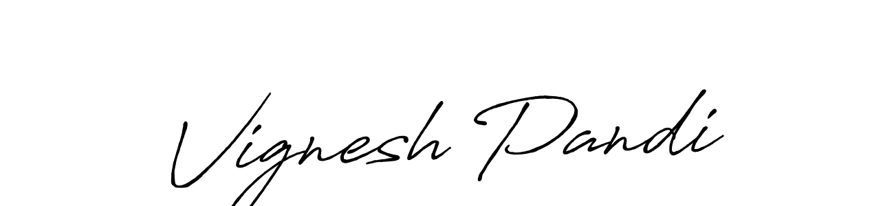 Create a beautiful signature design for name Vignesh Pandi. With this signature (Antro_Vectra_Bolder) fonts, you can make a handwritten signature for free. Vignesh Pandi signature style 7 images and pictures png