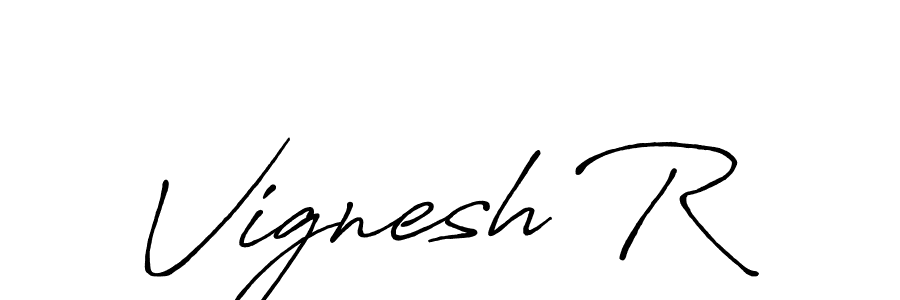 Use a signature maker to create a handwritten signature online. With this signature software, you can design (Antro_Vectra_Bolder) your own signature for name Vignesh R. Vignesh R signature style 7 images and pictures png