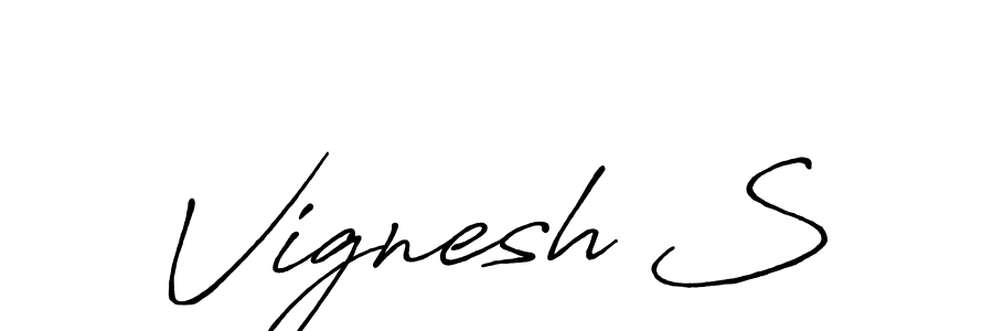How to make Vignesh S signature? Antro_Vectra_Bolder is a professional autograph style. Create handwritten signature for Vignesh S name. Vignesh S signature style 7 images and pictures png