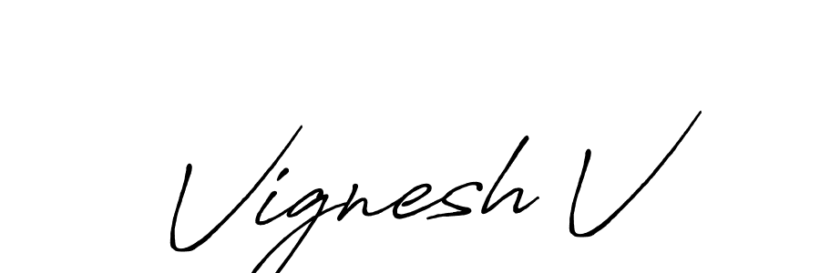 Antro_Vectra_Bolder is a professional signature style that is perfect for those who want to add a touch of class to their signature. It is also a great choice for those who want to make their signature more unique. Get Vignesh V name to fancy signature for free. Vignesh V signature style 7 images and pictures png