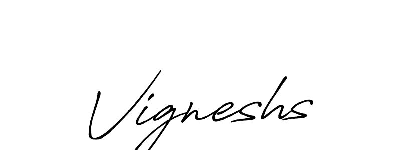 Make a beautiful signature design for name Vigneshs. With this signature (Antro_Vectra_Bolder) style, you can create a handwritten signature for free. Vigneshs signature style 7 images and pictures png