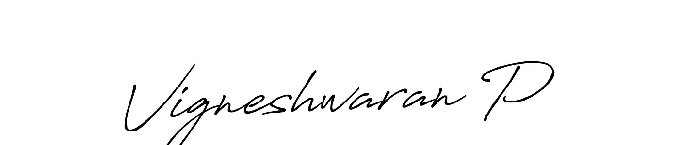Vigneshwaran P stylish signature style. Best Handwritten Sign (Antro_Vectra_Bolder) for my name. Handwritten Signature Collection Ideas for my name Vigneshwaran P. Vigneshwaran P signature style 7 images and pictures png