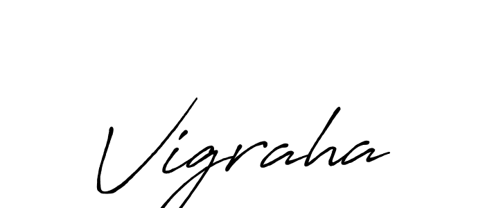 Use a signature maker to create a handwritten signature online. With this signature software, you can design (Antro_Vectra_Bolder) your own signature for name Vigraha. Vigraha signature style 7 images and pictures png