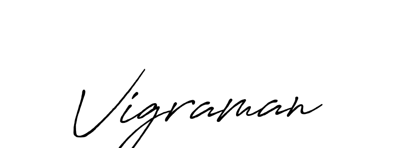 Make a beautiful signature design for name Vigraman. With this signature (Antro_Vectra_Bolder) style, you can create a handwritten signature for free. Vigraman signature style 7 images and pictures png