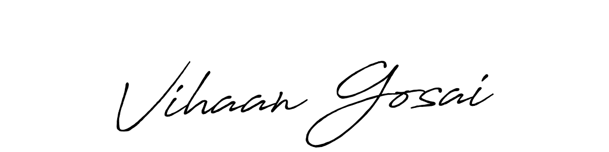 Make a beautiful signature design for name Vihaan Gosai. With this signature (Antro_Vectra_Bolder) style, you can create a handwritten signature for free. Vihaan Gosai signature style 7 images and pictures png