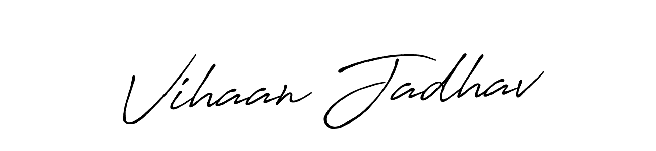 Antro_Vectra_Bolder is a professional signature style that is perfect for those who want to add a touch of class to their signature. It is also a great choice for those who want to make their signature more unique. Get Vihaan Jadhav name to fancy signature for free. Vihaan Jadhav signature style 7 images and pictures png