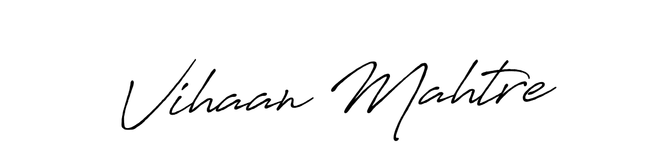 Similarly Antro_Vectra_Bolder is the best handwritten signature design. Signature creator online .You can use it as an online autograph creator for name Vihaan Mahtre. Vihaan Mahtre signature style 7 images and pictures png