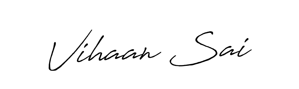 The best way (Antro_Vectra_Bolder) to make a short signature is to pick only two or three words in your name. The name Vihaan Sai include a total of six letters. For converting this name. Vihaan Sai signature style 7 images and pictures png