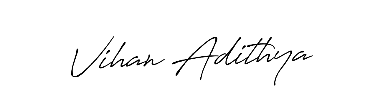 The best way (Antro_Vectra_Bolder) to make a short signature is to pick only two or three words in your name. The name Vihan Adithya include a total of six letters. For converting this name. Vihan Adithya signature style 7 images and pictures png