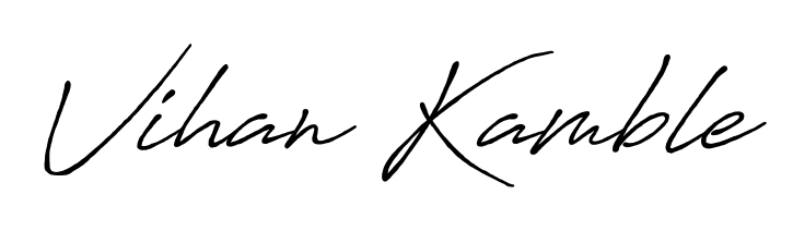 Express your personality with a custom Vihan Kamble signature crafted with Antro_Vectra_Bolder typography. Free transparent PNG download available. Vihan Kamble signature style 7 images and pictures png