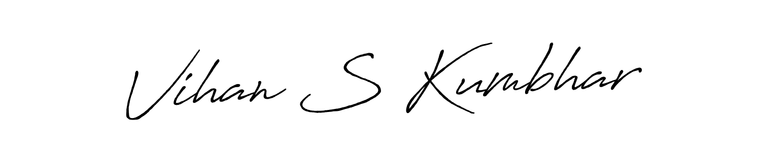 if you are searching for the best signature style for your name Vihan S Kumbhar. so please give up your signature search. here we have designed multiple signature styles  using Antro_Vectra_Bolder. Vihan S Kumbhar signature style 7 images and pictures png