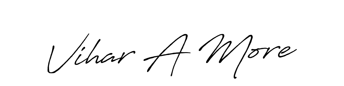 Antro_Vectra_Bolder is a professional signature style that is perfect for those who want to add a touch of class to their signature. It is also a great choice for those who want to make their signature more unique. Get Vihar A More name to fancy signature for free. Vihar A More signature style 7 images and pictures png