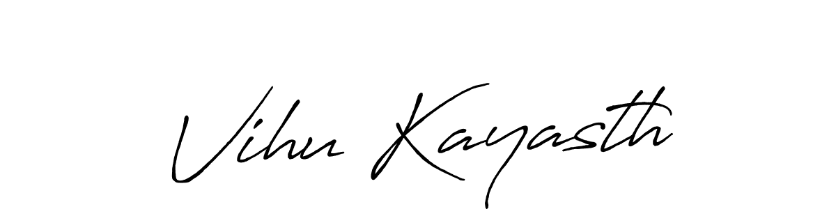 Similarly Antro_Vectra_Bolder is the best handwritten signature design. Signature creator online .You can use it as an online autograph creator for name Vihu Kayasth. Vihu Kayasth signature style 7 images and pictures png