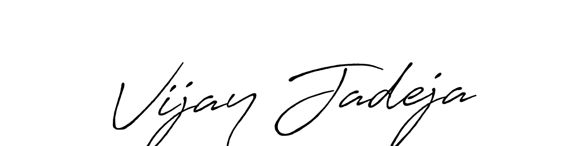 How to make Vijay Jadeja name signature. Use Antro_Vectra_Bolder style for creating short signs online. This is the latest handwritten sign. Vijay Jadeja signature style 7 images and pictures png
