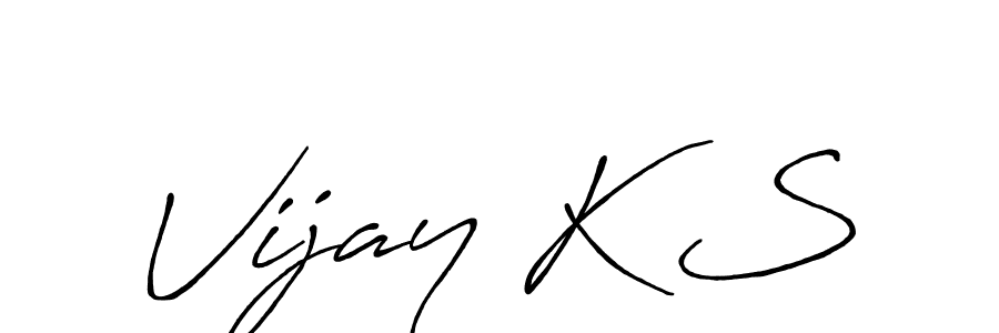 Make a beautiful signature design for name Vijay K S. With this signature (Antro_Vectra_Bolder) style, you can create a handwritten signature for free. Vijay K S signature style 7 images and pictures png