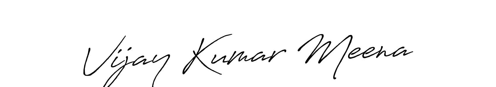 How to make Vijay Kumar Meena name signature. Use Antro_Vectra_Bolder style for creating short signs online. This is the latest handwritten sign. Vijay Kumar Meena signature style 7 images and pictures png