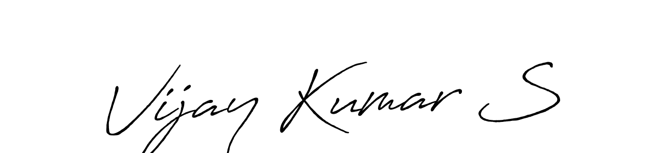 Make a beautiful signature design for name Vijay Kumar S. With this signature (Antro_Vectra_Bolder) style, you can create a handwritten signature for free. Vijay Kumar S signature style 7 images and pictures png