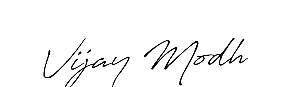 How to make Vijay Modh name signature. Use Antro_Vectra_Bolder style for creating short signs online. This is the latest handwritten sign. Vijay Modh signature style 7 images and pictures png