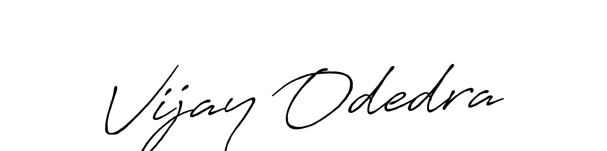 How to make Vijay Odedra name signature. Use Antro_Vectra_Bolder style for creating short signs online. This is the latest handwritten sign. Vijay Odedra signature style 7 images and pictures png