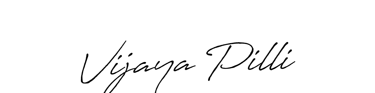 Use a signature maker to create a handwritten signature online. With this signature software, you can design (Antro_Vectra_Bolder) your own signature for name Vijaya Pilli. Vijaya Pilli signature style 7 images and pictures png