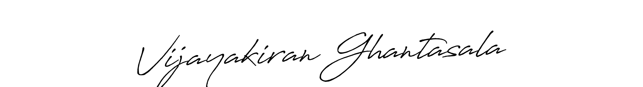 Create a beautiful signature design for name Vijayakiran Ghantasala. With this signature (Antro_Vectra_Bolder) fonts, you can make a handwritten signature for free. Vijayakiran Ghantasala signature style 7 images and pictures png