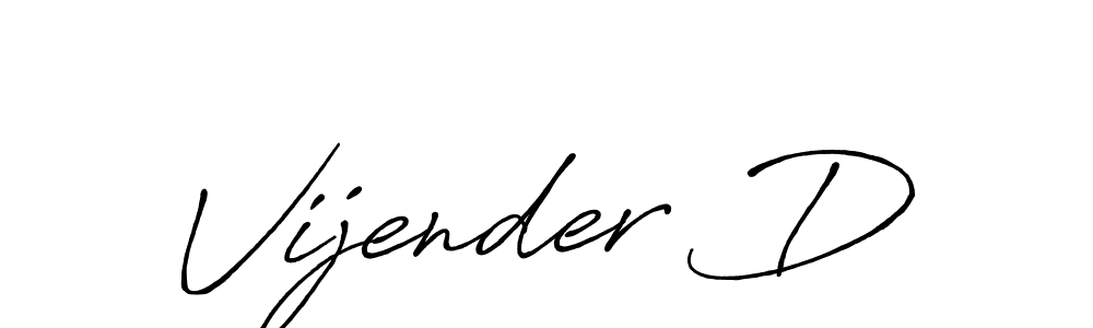 How to make Vijender D name signature. Use Antro_Vectra_Bolder style for creating short signs online. This is the latest handwritten sign. Vijender D signature style 7 images and pictures png