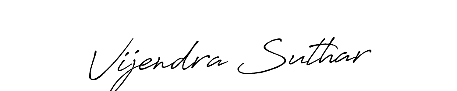 How to make Vijendra Suthar name signature. Use Antro_Vectra_Bolder style for creating short signs online. This is the latest handwritten sign. Vijendra Suthar signature style 7 images and pictures png