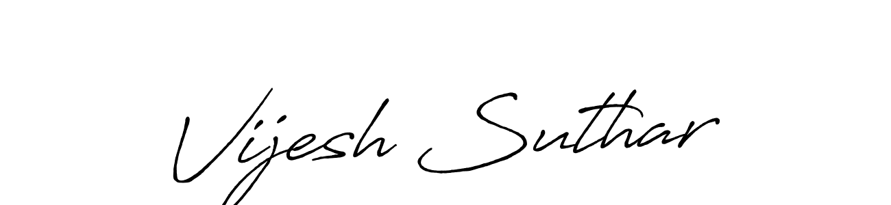 How to make Vijesh Suthar name signature. Use Antro_Vectra_Bolder style for creating short signs online. This is the latest handwritten sign. Vijesh Suthar signature style 7 images and pictures png