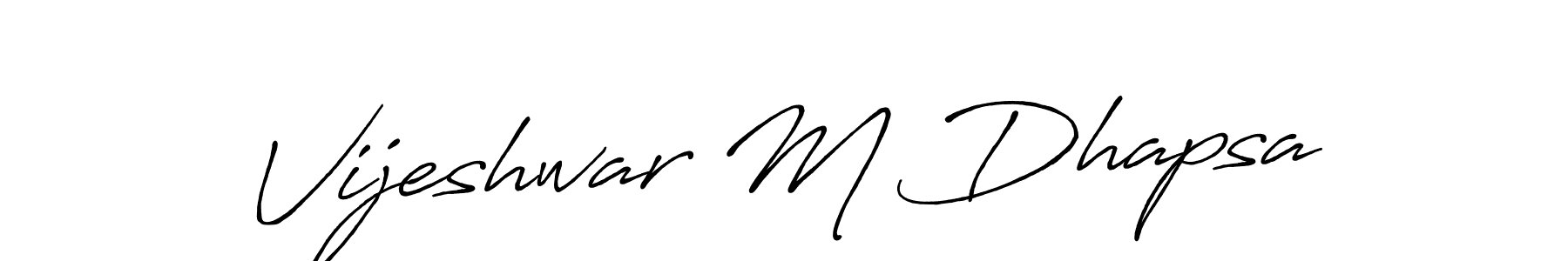 The best way (Antro_Vectra_Bolder) to make a short signature is to pick only two or three words in your name. The name Vijeshwar M Dhapsa include a total of six letters. For converting this name. Vijeshwar M Dhapsa signature style 7 images and pictures png