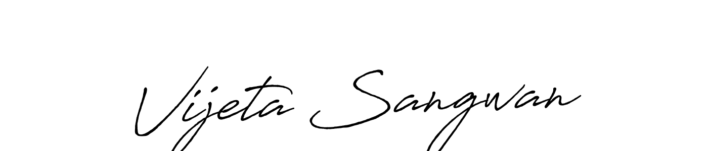 Create a beautiful signature design for name Vijeta Sangwan. With this signature (Antro_Vectra_Bolder) fonts, you can make a handwritten signature for free. Vijeta Sangwan signature style 7 images and pictures png