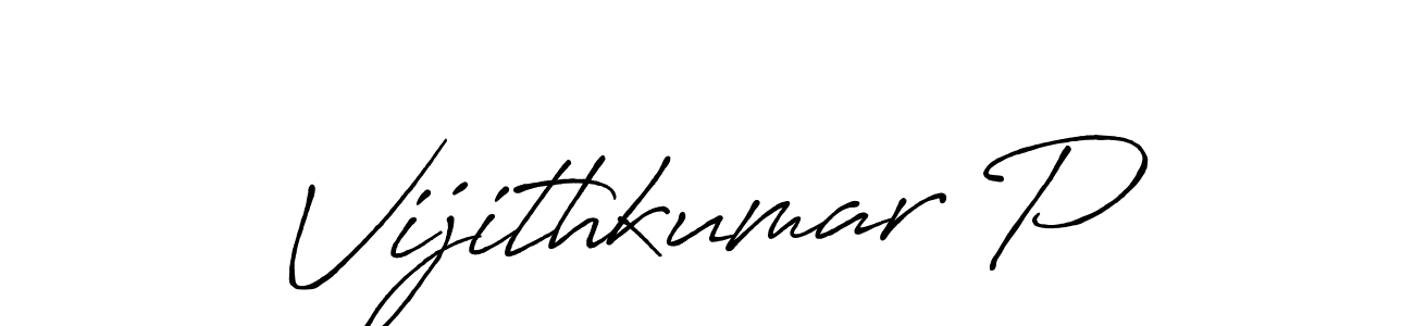 Create a beautiful signature design for name Vijithkumar P. With this signature (Antro_Vectra_Bolder) fonts, you can make a handwritten signature for free. Vijithkumar P signature style 7 images and pictures png