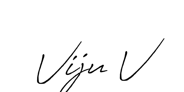Make a beautiful signature design for name Viju V. With this signature (Antro_Vectra_Bolder) style, you can create a handwritten signature for free. Viju V signature style 7 images and pictures png