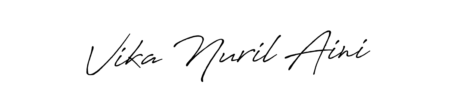 How to make Vika Nuril Aini signature? Antro_Vectra_Bolder is a professional autograph style. Create handwritten signature for Vika Nuril Aini name. Vika Nuril Aini signature style 7 images and pictures png