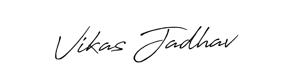 How to make Vikas Jadhav name signature. Use Antro_Vectra_Bolder style for creating short signs online. This is the latest handwritten sign. Vikas Jadhav signature style 7 images and pictures png