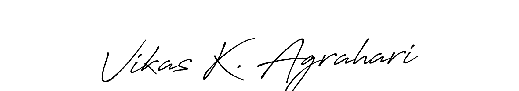 How to make Vikas K. Agrahari name signature. Use Antro_Vectra_Bolder style for creating short signs online. This is the latest handwritten sign. Vikas K. Agrahari signature style 7 images and pictures png