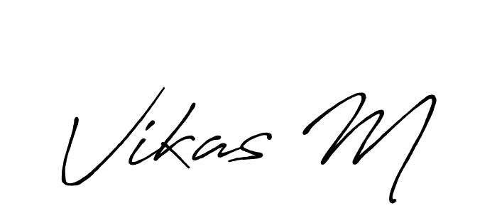 Use a signature maker to create a handwritten signature online. With this signature software, you can design (Antro_Vectra_Bolder) your own signature for name Vikas M. Vikas M signature style 7 images and pictures png